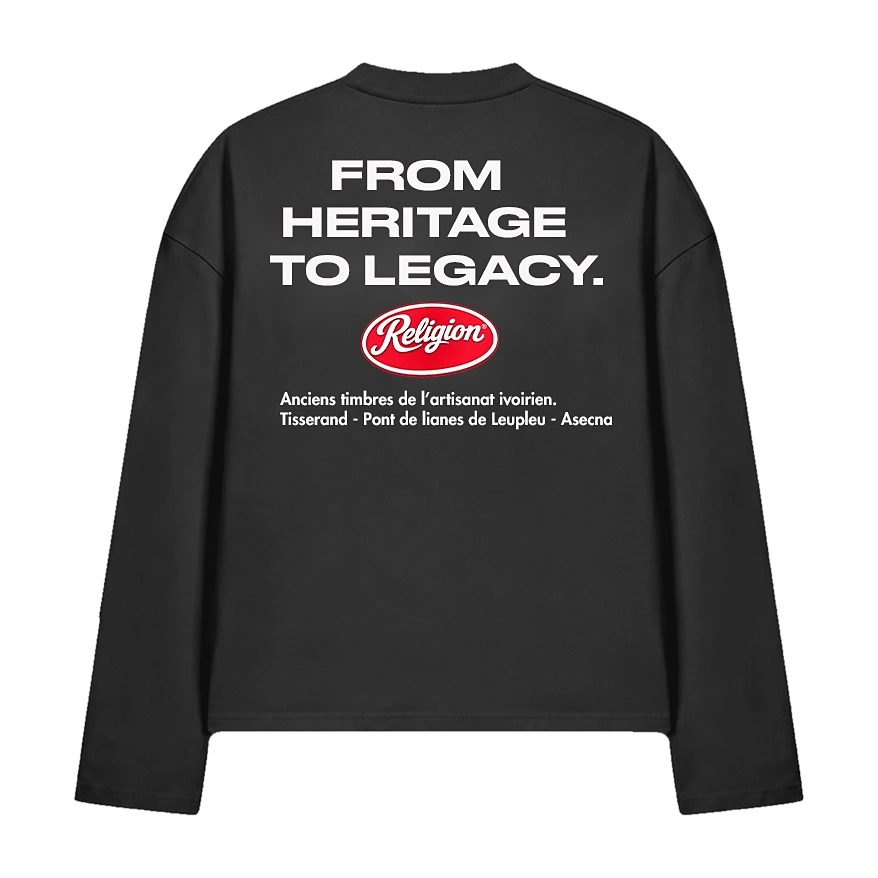 Longsleeve Heritage de Religion, noir, vue de dos