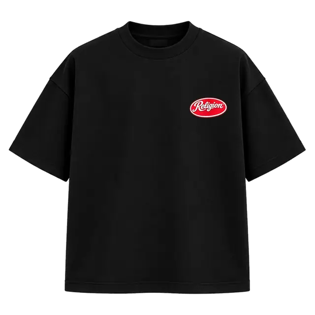 T-shirt Nobody Cares Until You’re Rich de Religion, noir / rouge, vue de face