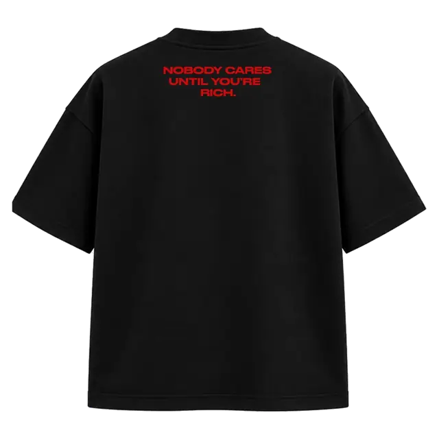 T-shirt Nobody Cares Until You’re Rich de Religion, noir / rouge, vue de dos